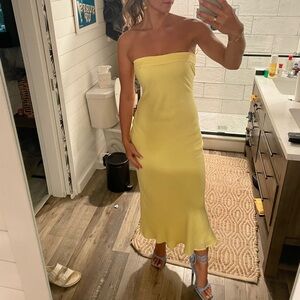 Runway the Label  Strapless Midi Yellow Dress